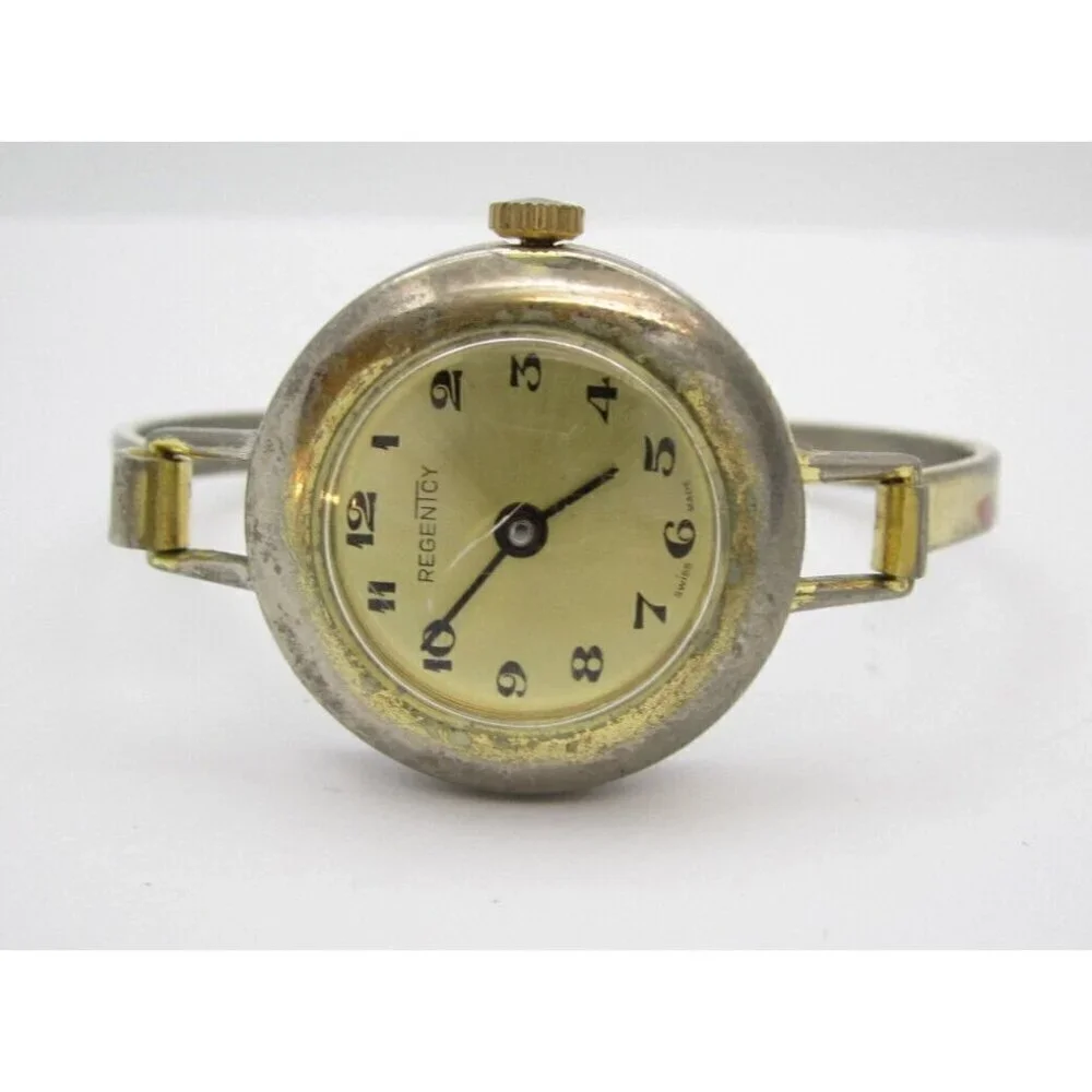 Vtg Regentcy‎ Swiss Hand Wind Analog 29mm Dial Round Watch (H28)